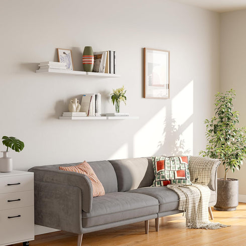 YUFLINX 16White Set 4,Rustic Floating Shelves for Wall of Wood Shelf for Room Decor/Storage/Display,Small