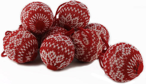 WEWILL 10 PCS Red Knitted Sweater Christmas Ball Ornaments - 2.75" Festival Decorations