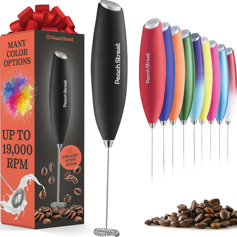 Powerful Handheld Milk Frother, Mini Foamer, Battery Operated (Not Included) Stainless Steel Mixer for Coffee, Lattes,