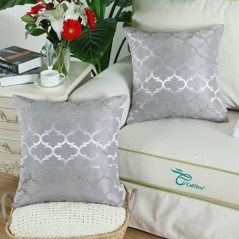 CaliTime 2 Pack Cushion Covers Throw Pillow Cases for Home Sofa Couch Modern Quatrefoil Accent Geometric 20 X 20 Inches