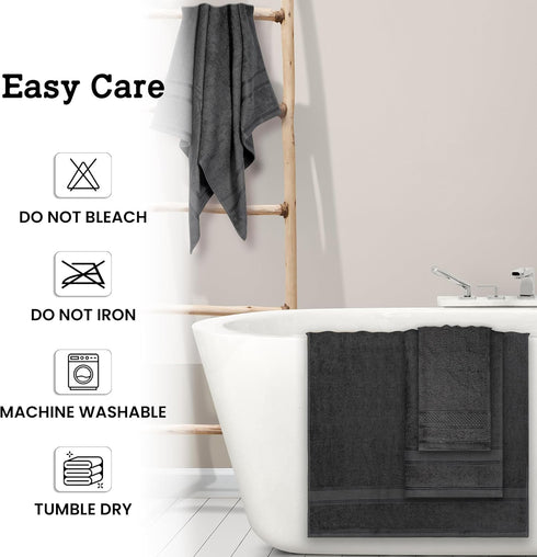 Set 8 (2 4 2 100% Set Casa Lino Bath Towel of Bath Towels, Wash Cloths & Hand Towels for Bathroom) - Cotton - Highly