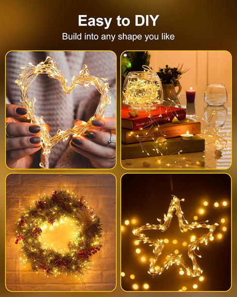 60 5 Fairy Lights Battery Operated, LED Fairy String Lights Waterproof Silver Wire Feet Firecracker Starry Light