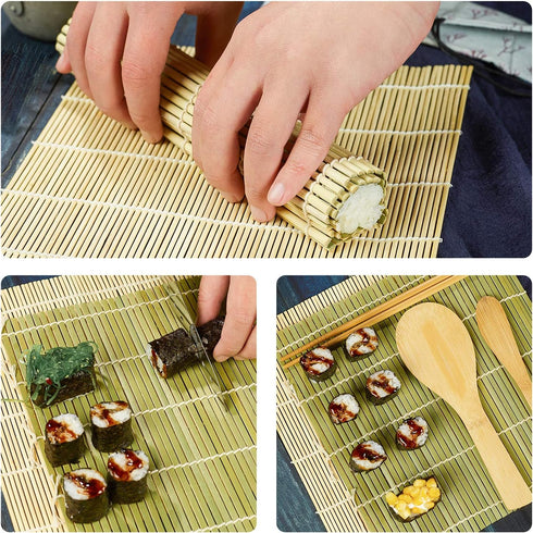 ISSEVE Sushi Making Kit, Sushi Bazooka Maker with Bamboo Mats, Chopsticks, Paddle, Spreader, Knife, DIY Roller Machine