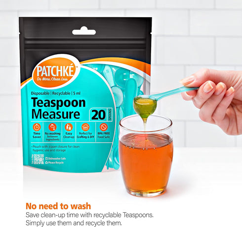 Plastic Measuring Spoons, 5 ml - 1 Teaspoon, Fits in Jar, Good for Formula, Coffee, Pet Food (20 Pack)