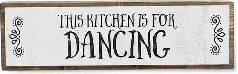 Kitchen Wood Signs, Medium Wood and Metal - This Kitchen Is For Dancing
