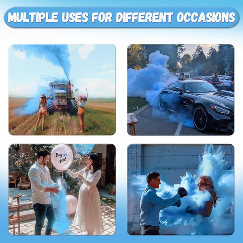 2 Pack 4 lbs POPUPARTY Black-out Gender Reveal Powder- Blue Powder Perfect for Baby Gender Reveal, Car Burnout, Color