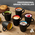 6 Pack Set, 12 Qipecedm Porcelain Coffee Mugs Ounces Ceramic Coffee Mugs, Matte Black Coffee Mug, Restaurant Cups
