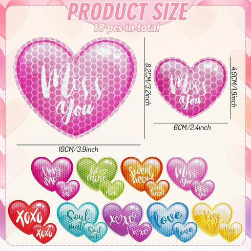18Pcs Valentine's Day Reflective Car Magnets Cute Conversation Heart Fridge Magnetic Stickers Candy Heart Garage Magnet for Mailbox Metal Door Cabinets (Not for Aluminum Alloy Vehicle)