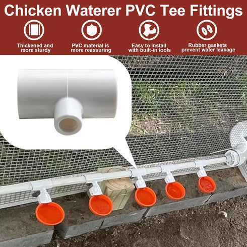 Aopchry 10 Pack Chicken Waterer ABS Tee Fittings. Suitable for Chicken Water Cups, Nipples and Other Poultry Waterers