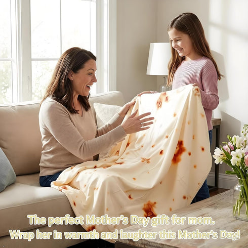 71in 2.0 LetsFunny Burrito Tortilla Throw Blanket, Giant Funny Realistic Food Blanket, Double Sided Taco Tortilla Wrap