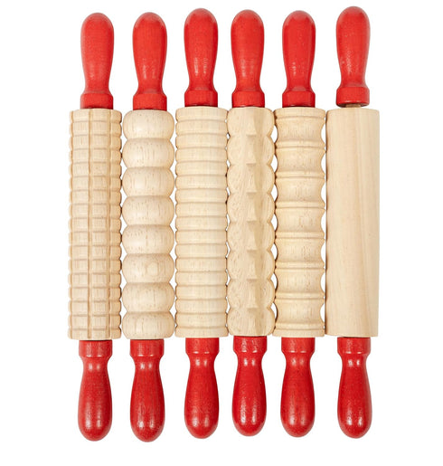 READY 2 LEARN Mini Textured Wooden Rolling Pins | Set of 6