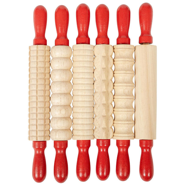 READY 2 LEARN Mini Textured Wooden Rolling Pins | Set of 6
