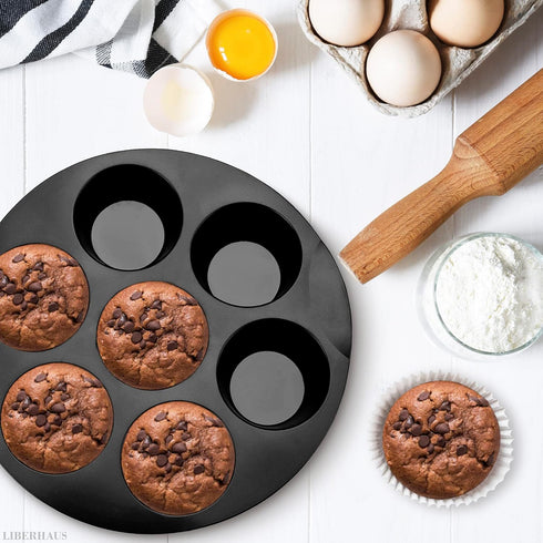 Air Fryer Muffin Pan (7 Cups) - Nonstick Silicone Muffin Pans for Baking & Freezing, Dishwasher Safe