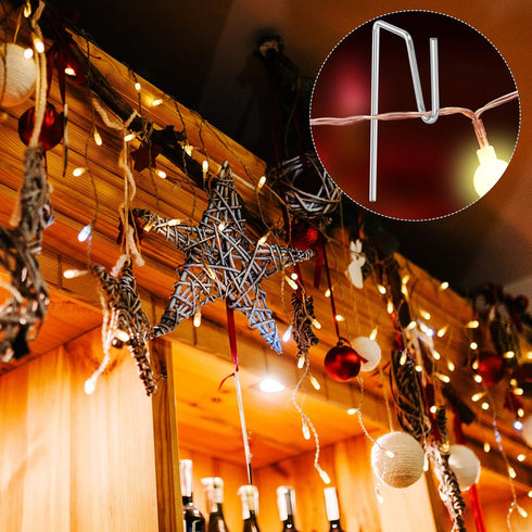 Yotako 60 Metal Gutter Hooks for Outdoor Christmas Lights, Weatherproof Holiday Light Clips