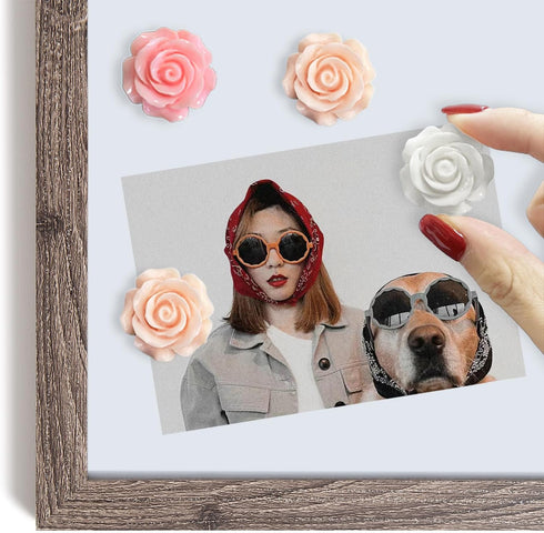 15 pcs Cute Flower Fridge Magnets, Pink Rose Magnets for Kitchen, Office, and School