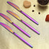 HOMQUEN Rainbow Dinner Knives, 4 Pieces, 9" Stainless Steel Modern Design with Colorful Titanium Plating