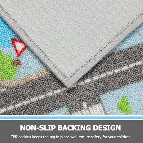 Decor,6.6'x5' Capslpad Sky Blue Car Road Kid Rug Carpet Playmat for Playoom Traffic Road Kids Play Mat for Toddler Non