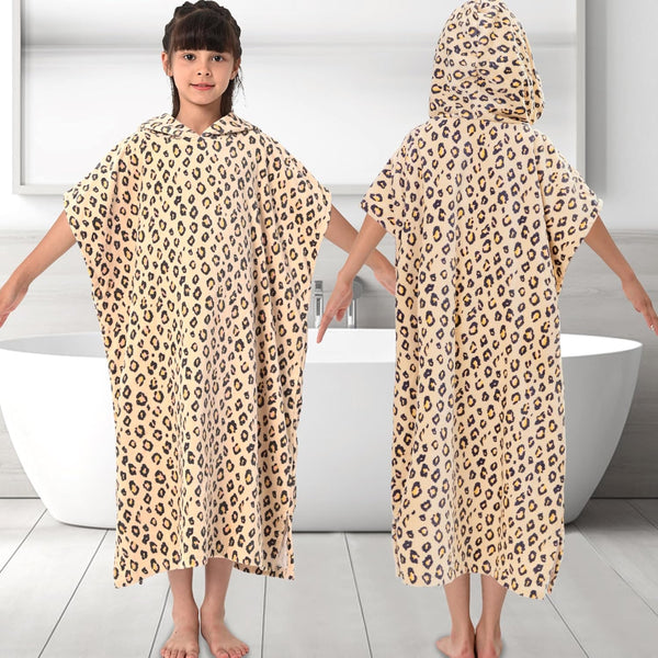 VOOVA & MOVAS Towels Robe for 8-14 Girl Teens,100% Cotton Poncho Towel