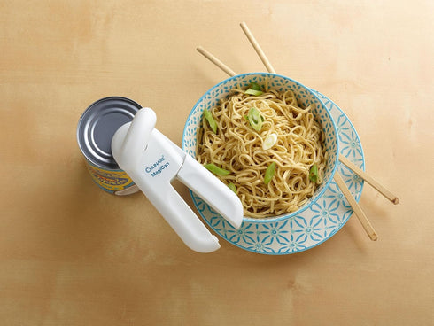 MagiCan Manual Can Opener - Heavy Duty Kitchen Gadget for Effortlessly Opening Cans, White Stainless Steel