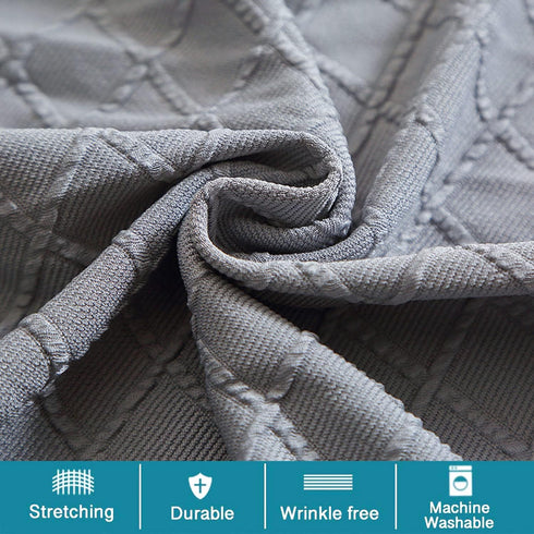 ANWUCHEN Ottoman Cover - Rectangle Storage Ottoman Slipcover with Elastic Bands, Gray Large