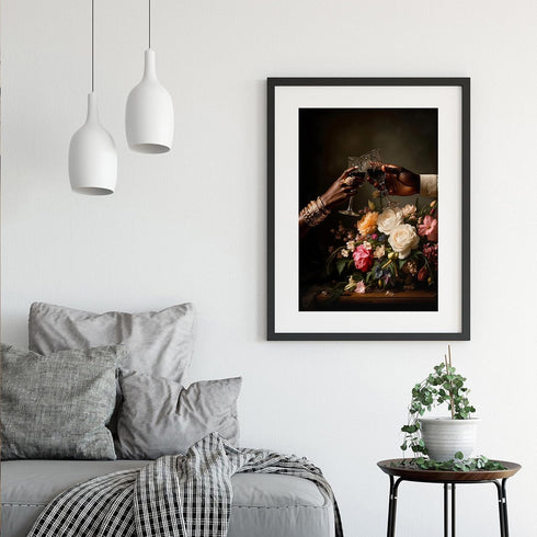 RIJDOJLK 16x24inch Black Couple Canvas Wall Art African American Man and Woman Poster Black Love Wall Art Bouquet