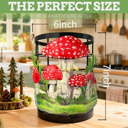 Countertop, Counter Taesun Mushroom Utensil Holder, Mushroom Kitchen Decor Utensil Organizer for Farmhouse Metal