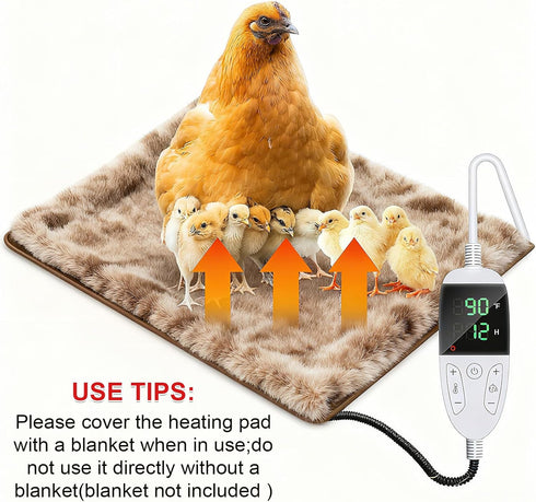 15.7 23.6 inch Chicken Heating Pad Chick Brooder Pad Poultry Heated Mat Adjustable Digital Thermostat Brood Heater