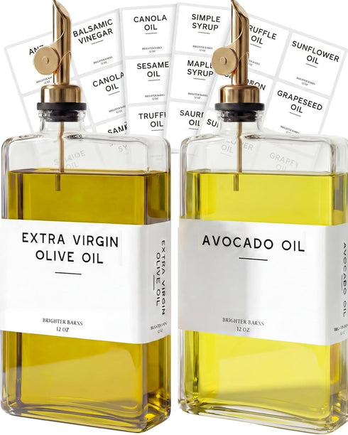 Glass Olive Oil Dispenser Bottle for Kitchen by Brighter Barns - Coffee