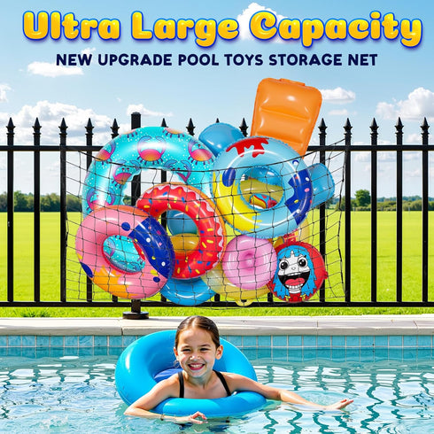 71" 47" 20 Nigelia * Pool Float Toy Storage Net, Extra Large Hanging Elastic Mesh Pool Float Holderwith Hooks