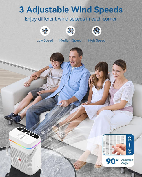 1250ml 3 1-3H Portable Air Conditioners, Mini Air Conditioner Portable Air Cooling Fan Air Cooler Fan with Speeds