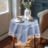 24''x24'', Country Summer Dusty Blue and White Small Tablecloth Spring Boho Square Nightstand Cover, Rusitc Farmhouse