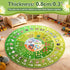 47x47'' Kids Educational Area Rug for Playroom, Round ABC Alphabet Animals Fruits & Seasons Learning Rug,Non-Slip Soft