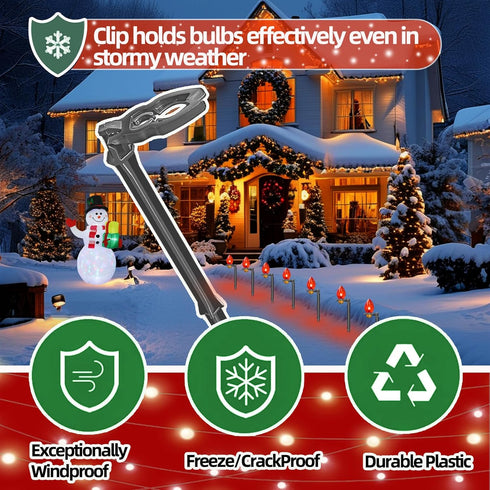 100 Pack 8.5"-10" C7 C9 Christmas Light Stakes for and String Lights,Outdoor Light Stakes,Yard
