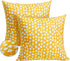 Set of 2 Outdoor Pillow Covers 16x16 Yellow Polka Dot Waterproof Decorative Pillow Cases for Summer Outdoor Sofa Bed