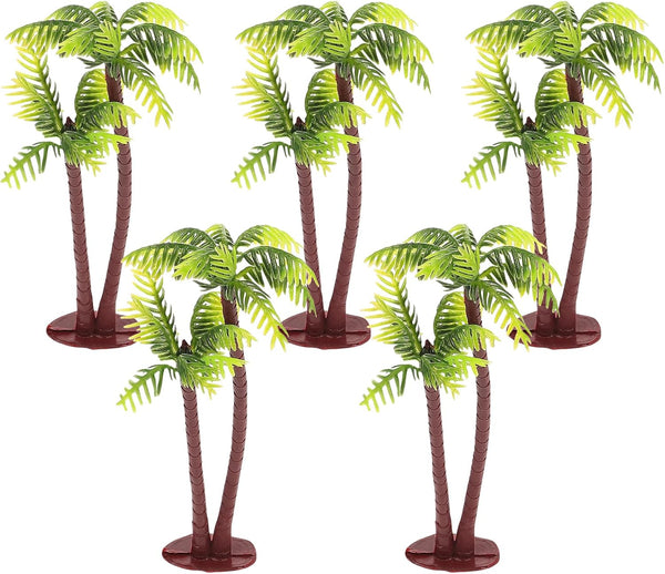 Amosfun 5Pcs Plastic Coconut Palm Model Trees, Artificial Trees, Miniature Plant for Cake Decorations