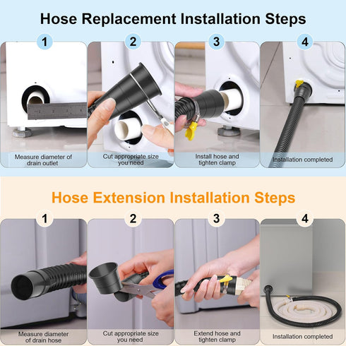MyLifeUNIT Washing Machine Drain Hose Extension Kit, Universal 6.9 Feet Drain Hose for All Washers (Black)