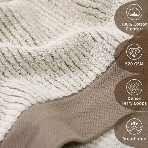Set 4 100% Set, 1 1 2 Cleanbear Bathroom Towels Piece, Cotton, Ultra Soft, Absorbent and Quick Dry Towel Bath, Hand
