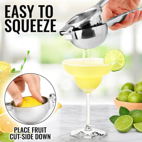 Zulay Kitchen Lemon Squeezer Stainless Steel - Heavy Duty Manual Citrus Press and Lime Squeezer