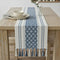 Boho Table Runner with Tassel 14 x 72 Inches, Blue & Cream,