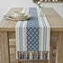 Boho Table Runner with Tassel 14 x 72 Inches, Blue & Cream,
