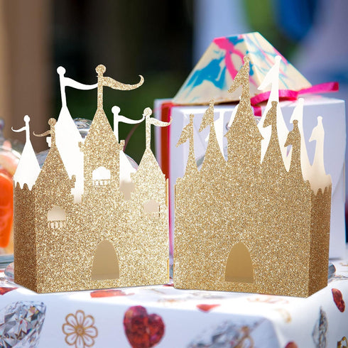 Geiserailie 20 Pieces Castle Box, Glitter Princess Candy Box for Favor Treat Gift, Baby Shower Wedding Supplies