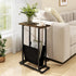 Acovy Narrow Side Table for Small Place,Metal Table with PU Leather Bag,Slim Nightstand for Reading Or Storage,Sofa