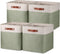 Temary Cube Storage Baskets for Shelves, 4-Pack Fabric Storage Basket for Organizing Clothes, 13 Inch, White & Green
