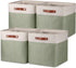 Temary Cube Storage Baskets for Shelves, 4-Pack Fabric Storage Basket for Organizing Clothes, 13 Inch, White & Green