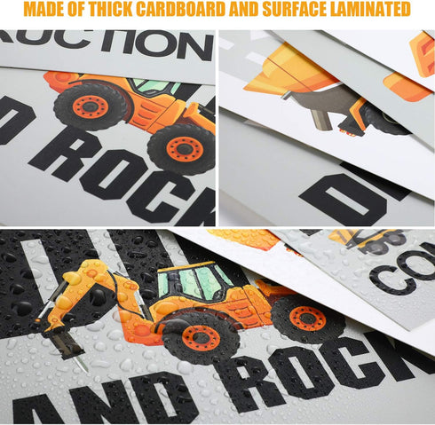 Outus Set 9 8 10 Inch of Construction Room Decor Trucks Inspirational Quote Art Print Transport Vehicle Motivational