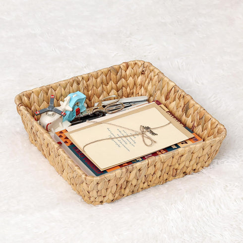 2 Pack, Set Small Wicker Basket Tray Small Rattan Basket for Gifts,Entryway Console,Tabletop,Office | Woven Wicker