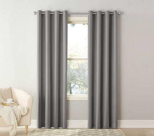 Sun Zero Becca Energy Efficient Grommet Curtain Panel, 40" x 95", Gray