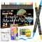 Betem Acrylic Paint Pens, 24-Pack Dual Tip Glass Markers, Quick-Drying Acrylic Markers,