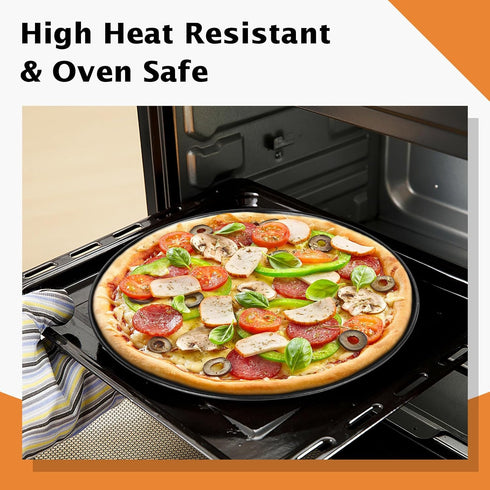 TeamFar Pizza Pan, 13.5 Inch Large Round Baking Tray with Nonstick Coating & Stainless Steel Core, Non-Toxic