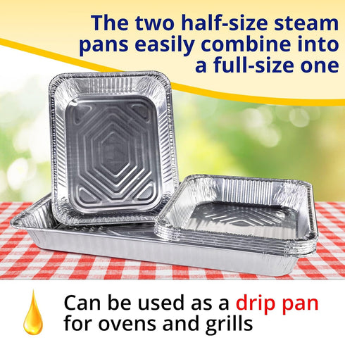 IDL Packaging Half-Size Aluminum Steam Table Pans, Medium, 13" x 11" x 2" (Pack of 10)